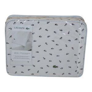 Lacoste Cotton Percale Full Sheet Set Croc Pattern Soft Breathable Material